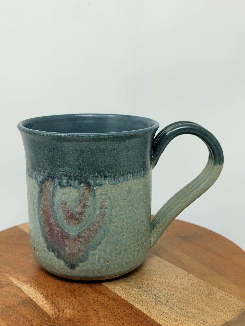 Studio Art Pottery Coffee Mug Gorgeous Blue/green Glaze 4.5in